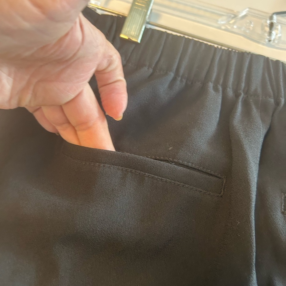 Vince Pants, elastic back drawstring waist loops, side back pockets, black, Sz S - Picture 14 of 16
